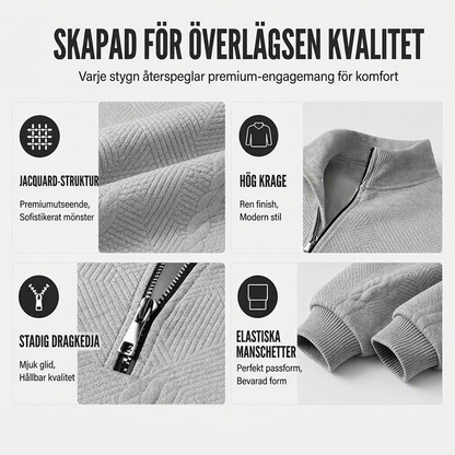 Herr ledig jacquardtröja med halv dragkedja