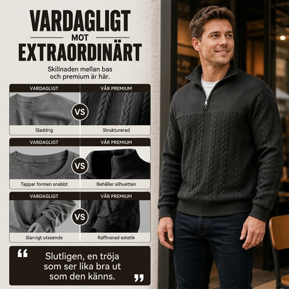 Herr ledig jacquardtröja med halv dragkedja