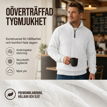 Herr ledig jacquardtröja med halv dragkedja