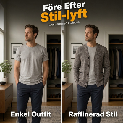Klassisk stickad kofta med knappar för män