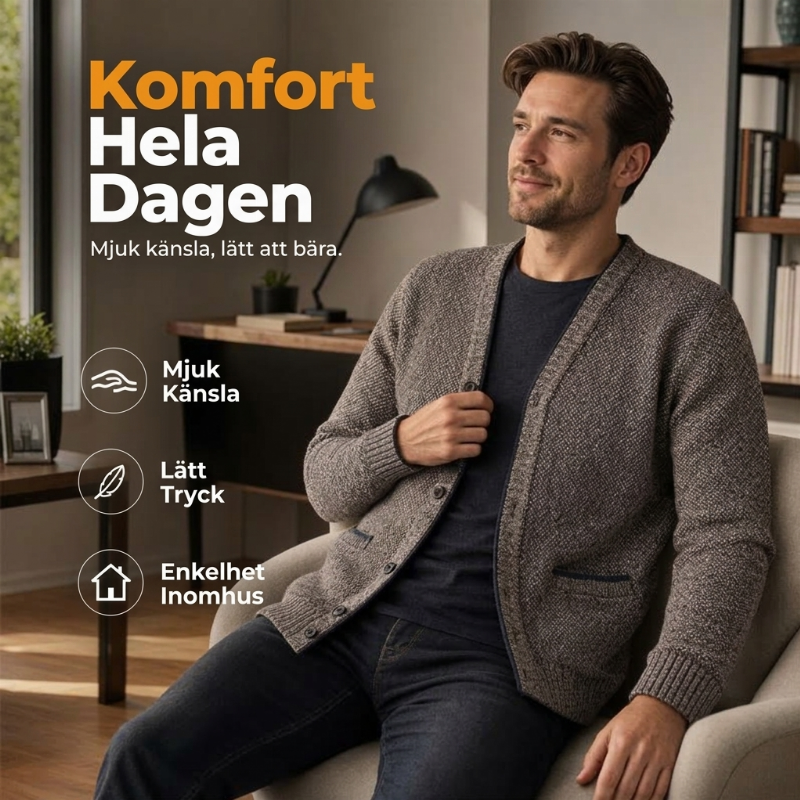 Klassisk stickad kofta med knappar för män