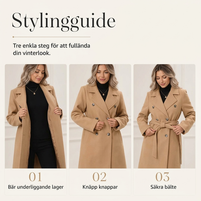 🎉🔥Nyhet & 50 % rabatt!💖🧥Elegant trenchcoat med bälte – dubbelknäppt, högkvalitativ ullkappa för damer, perfekt för höst och vinter