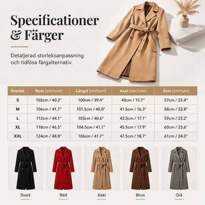 🎉🔥Nyhet & 50 % rabatt!💖🧥Elegant trenchcoat med bälte – dubbelknäppt, högkvalitativ ullkappa för damer, perfekt för höst och vinter