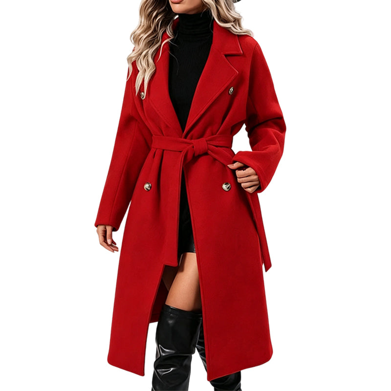 🎉🔥Nyhet & 50 % rabatt!💖🧥Elegant trenchcoat med bälte – dubbelknäppt, högkvalitativ ullkappa för damer, perfekt för höst och vinter