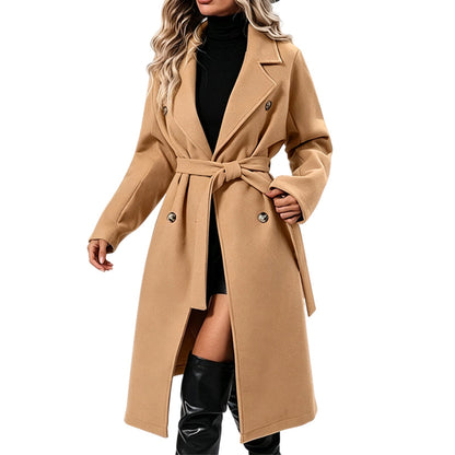 🎉🔥Nyhet & 50 % rabatt!💖🧥Elegant trenchcoat med bälte – dubbelknäppt, högkvalitativ ullkappa för damer, perfekt för höst och vinter
