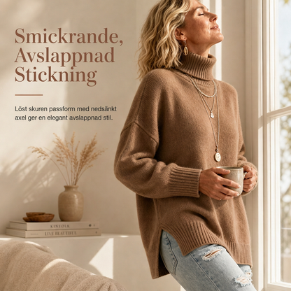 Lös stickad turtleneck-tröja för kvinnor