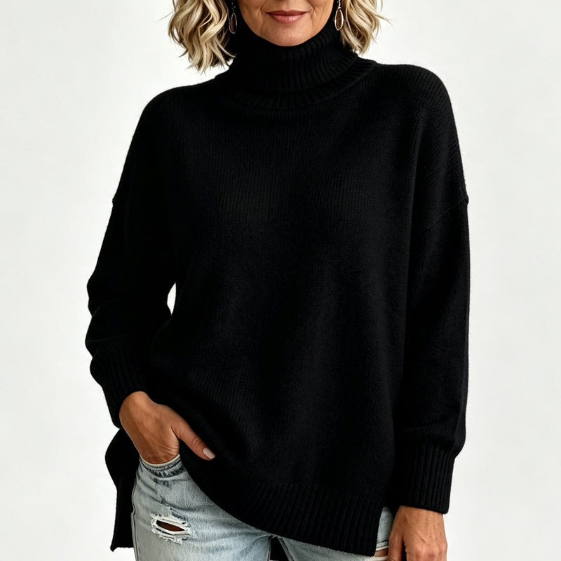 Lös stickad turtleneck-tröja för kvinnor
