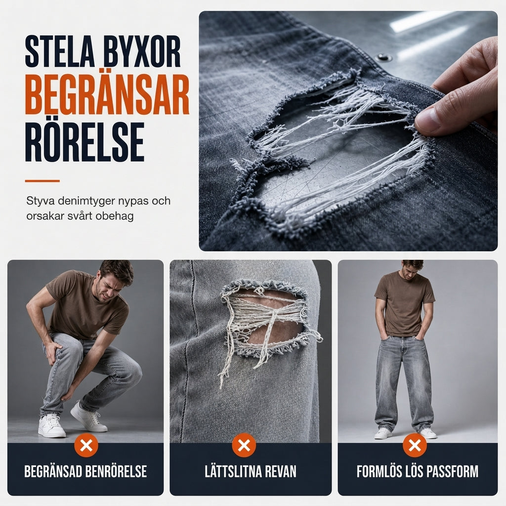 Smal, stretchig och riven jeans för män