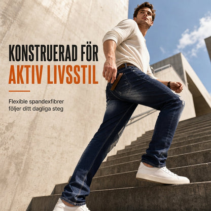 Smal, stretchig och riven jeans för män