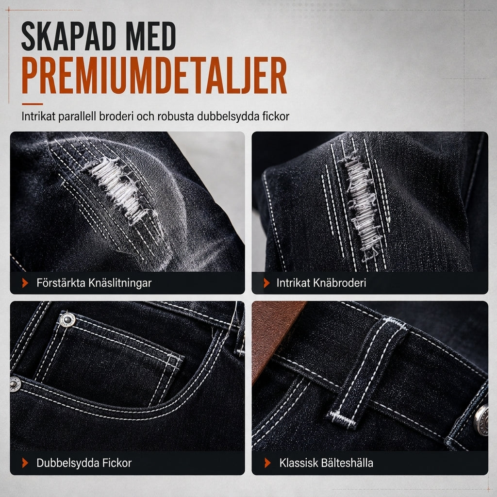 Smal, stretchig och riven jeans för män