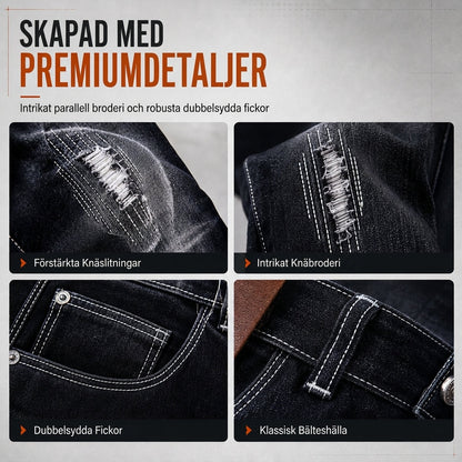 Smal, stretchig och riven jeans för män