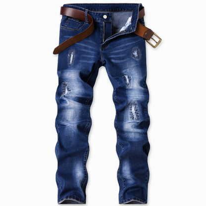 Smal, stretchig och riven jeans för män