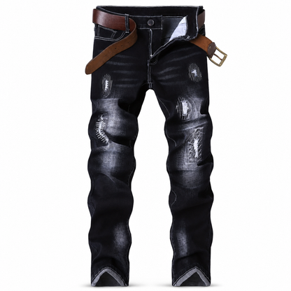 Smal, stretchig och riven jeans för män