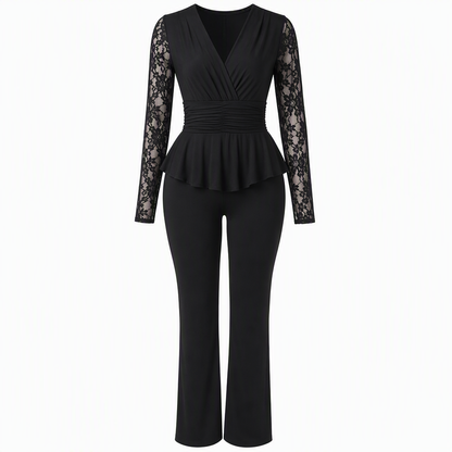 📢🎉50 % rabatt!!!🛍️✨Elegant tvådelat byxset för damer