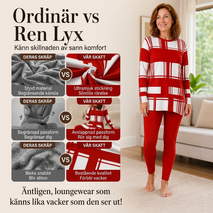 Långärmad tryckta topp & leggings-set för kvinnor