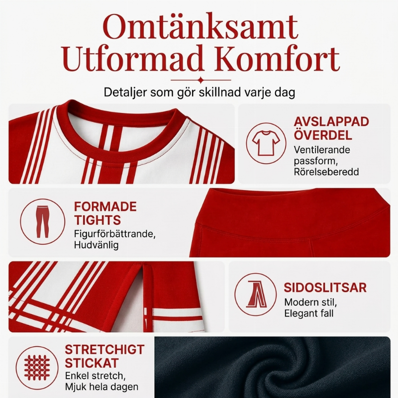 Långärmad tryckta topp & leggings-set för kvinnor