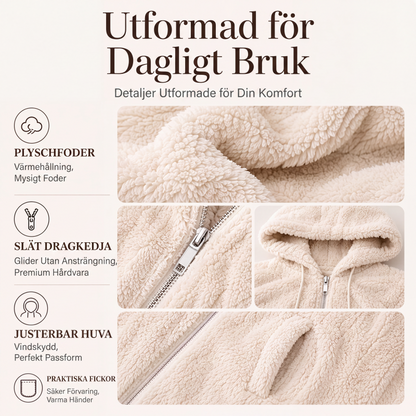 Kvinnors lediga, varma och luddiga jacka med huva