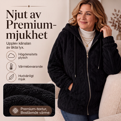 Kvinnors lediga, varma och luddiga jacka med huva