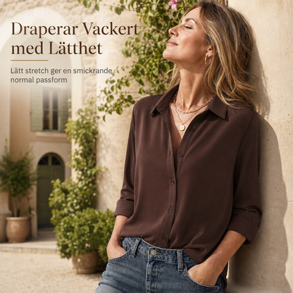 Kvinnor Elegant Casual Långärmad Button Up Blus