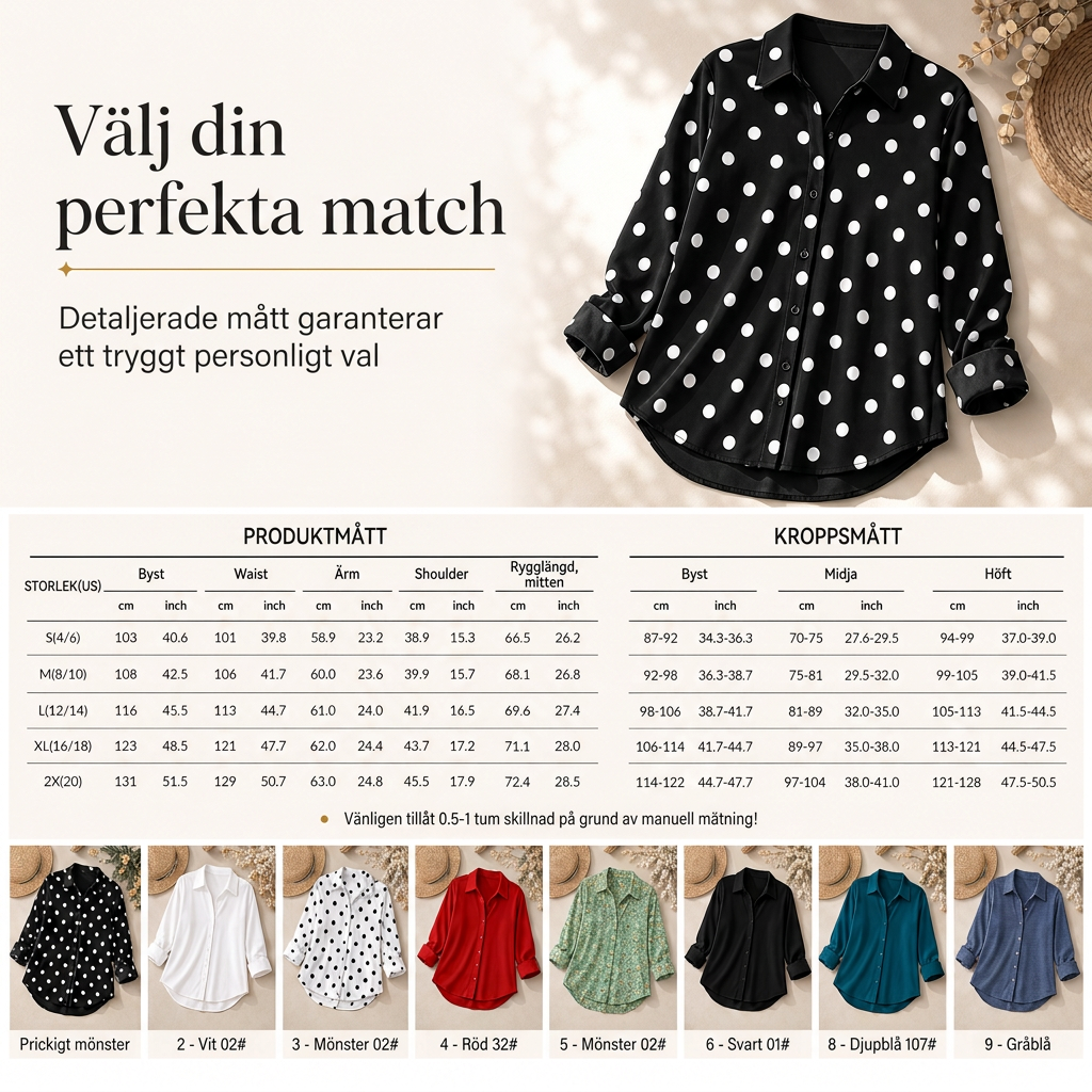 Kvinnor Elegant Casual Långärmad Button Up Blus