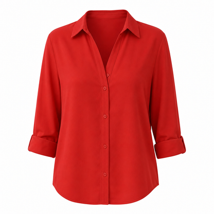 Kvinnor Elegant Casual Långärmad Button Up Blus