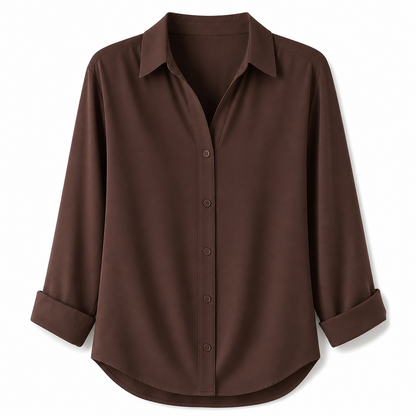 Kvinnor Elegant Casual Långärmad Button Up Blus