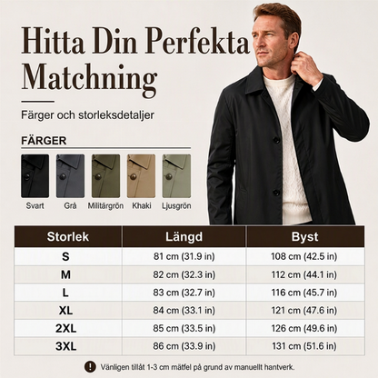 Herr minimalistisk enkärnig medellång kappa
