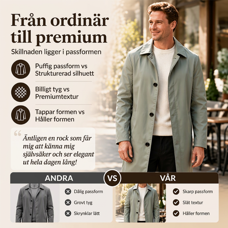 Herr minimalistisk enkärnig medellång kappa