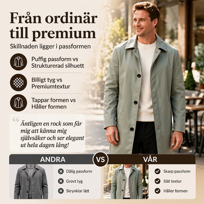 Herr minimalistisk enkärnig medellång kappa