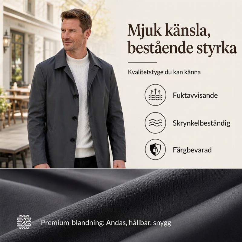 Herr minimalistisk enkärnig medellång kappa