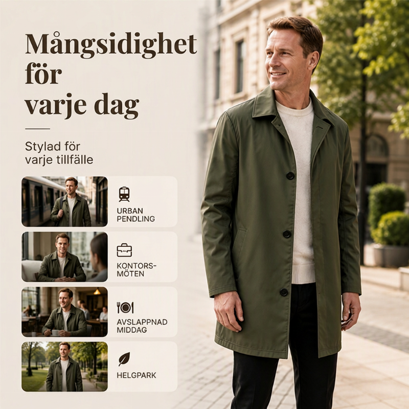 Herr minimalistisk enkärnig medellång kappa
