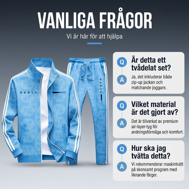 Herrset med hel dragkedja: jacka och byxor med geometriskt tryck