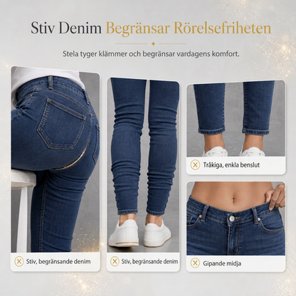 Ljusblå smala skinnyjeans för kvinnor med pärlbesättning, oförarbetad och nöjad midje samt slitage och riffiga fotutsvängar