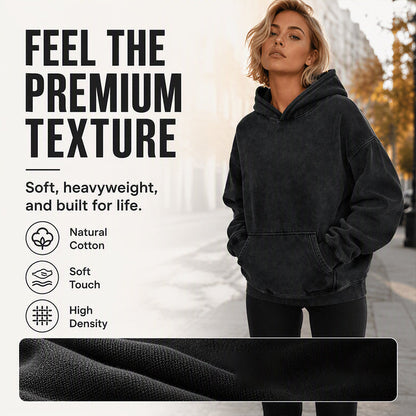 ⌛Tidsbegränsat erbjudande – Unisex-hoodie i avslappnad stil, oversized, med acid wash-effekt