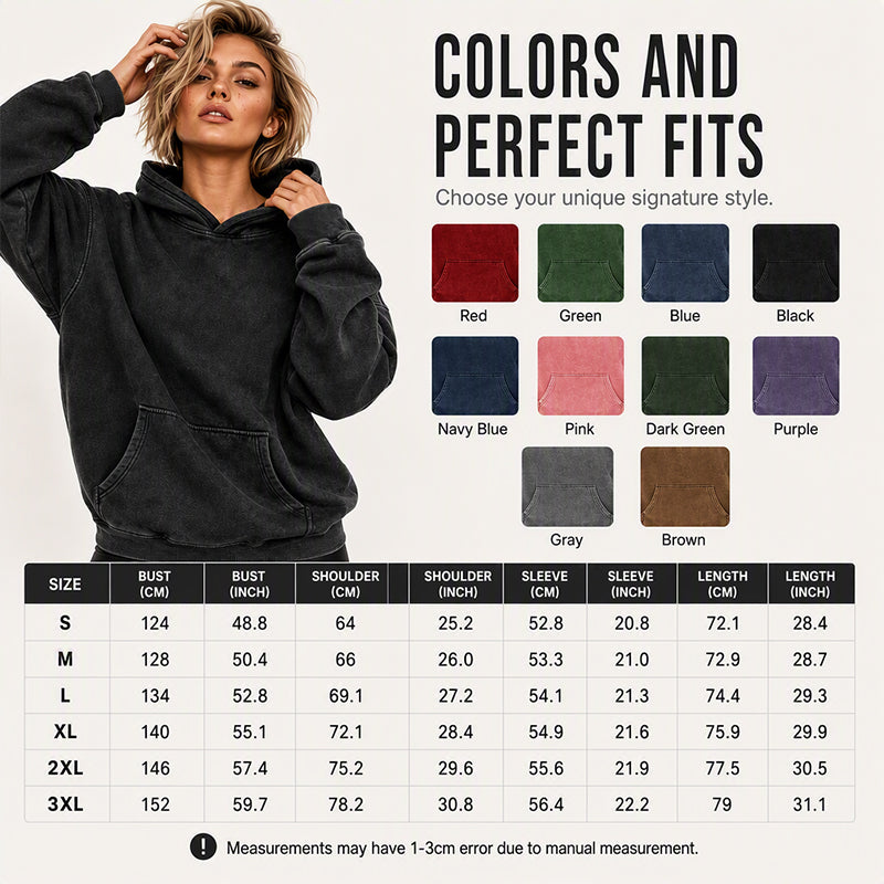 ⌛Tidsbegränsat erbjudande – Unisex-hoodie i avslappnad stil, oversized, med acid wash-effekt