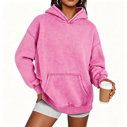 ⌛Tidsbegränsat erbjudande – Unisex-hoodie i avslappnad stil, oversized, med acid wash-effekt