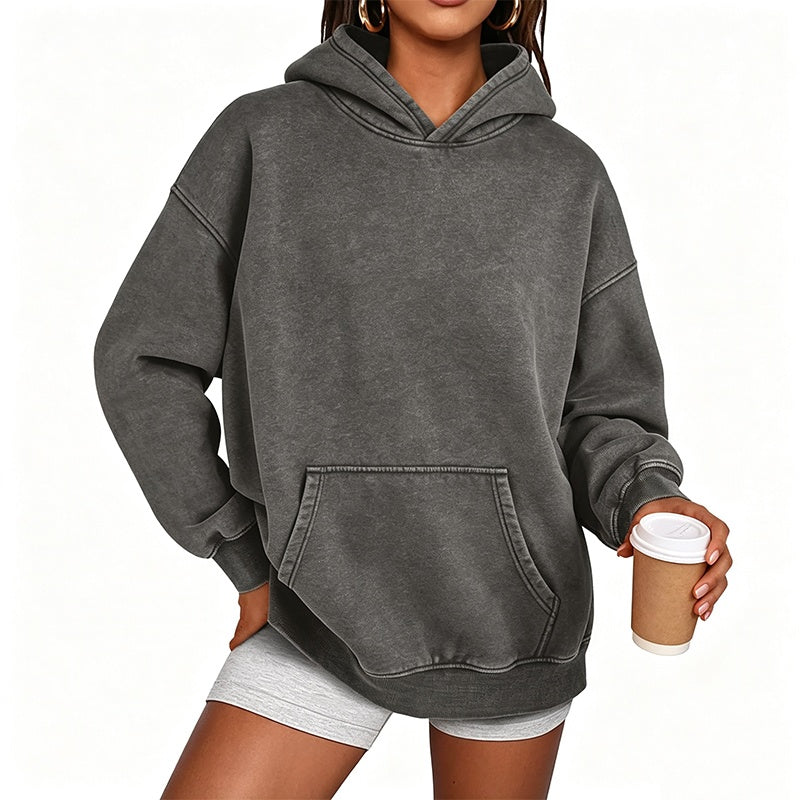 ⌛Tidsbegränsat erbjudande – Unisex-hoodie i avslappnad stil, oversized, med acid wash-effekt