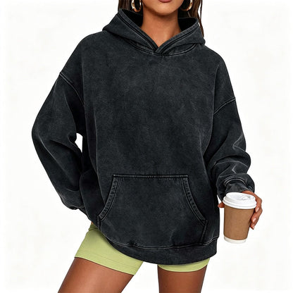⌛Tidsbegränsat erbjudande – Unisex-hoodie i avslappnad stil, oversized, med acid wash-effekt