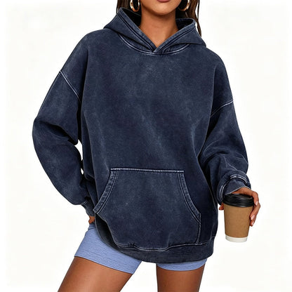 ⌛Tidsbegränsat erbjudande – Unisex-hoodie i avslappnad stil, oversized, med acid wash-effekt