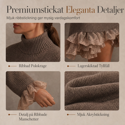 ✈️Fri frakt🔥 50 % RABATT UNDER BEGRÄNSAD TID! 👗 Oversize-tröjklänning med hög krage och volanger i tyll – varm, feminin och elegant ✨
