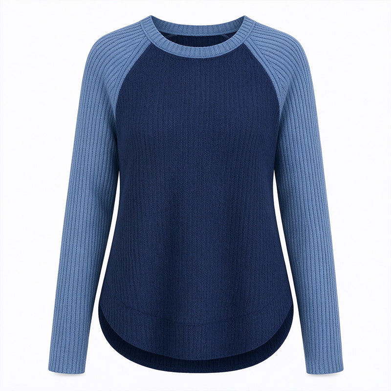 🔥Populär produkt! ✨Raglan-tröja med långa ärmar i western- och ranchstil för damer, i strukturerat våffelstickat tyg och med rundad nederkant