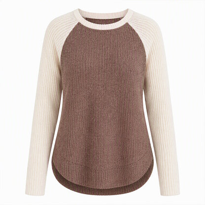 🔥Populär produkt! ✨Raglan-tröja med långa ärmar i western- och ranchstil för damer, i strukturerat våffelstickat tyg och med rundad nederkant