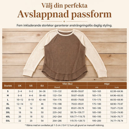 🔥Populär produkt! ✨Raglan-tröja med långa ärmar i western- och ranchstil för damer, i strukturerat våffelstickat tyg och med rundad nederkant