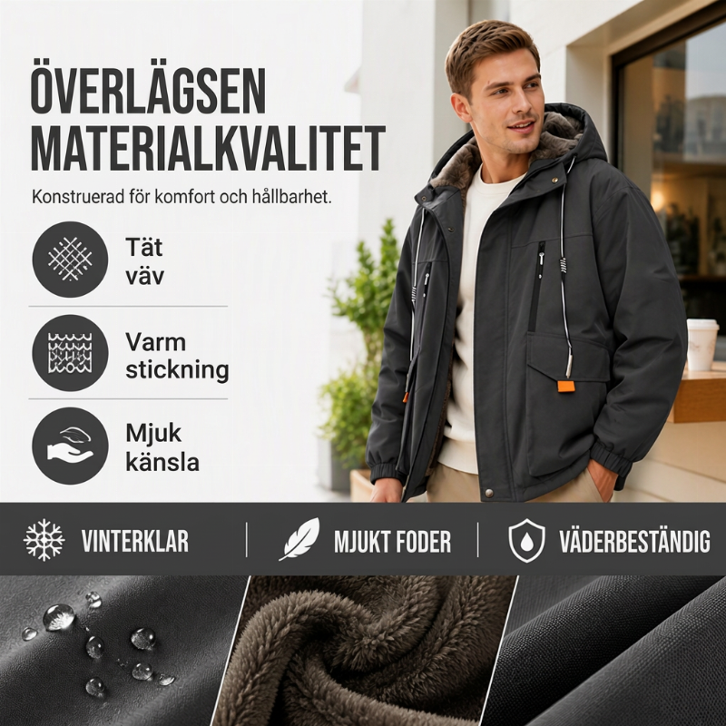 ✈️Fri frakt🎉 Nyhet! 🧥 Herrparkas med huva och mjukt foder – varm, bekväm och skyddar mot kyla, perfekt för höst och vinter. ✨