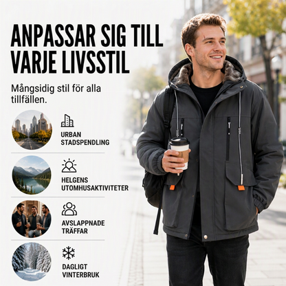 ✈️Fri frakt🎉 Nyhet! 🧥 Herrparkas med huva och mjukt foder – varm, bekväm och skyddar mot kyla, perfekt för höst och vinter. ✨
