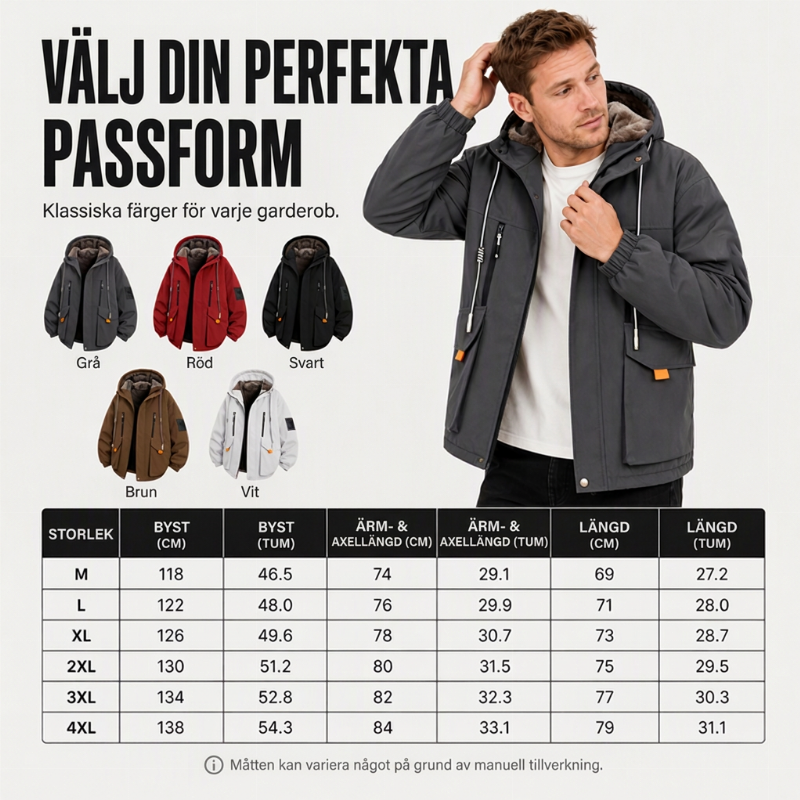 ✈️Fri frakt🎉 Nyhet! 🧥 Herrparkas med huva och mjukt foder – varm, bekväm och skyddar mot kyla, perfekt för höst och vinter. ✨