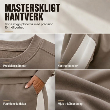 Stickad tvådelad set för kvinnor: tröja och midiklänning