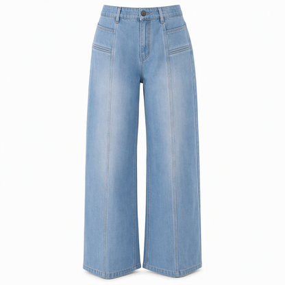 Jeansbyxor för damer med hög midja och vida ben