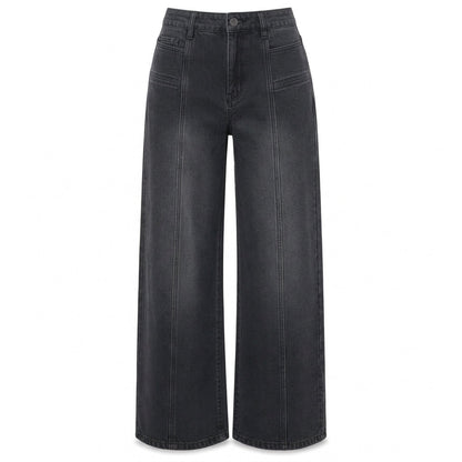Jeansbyxor för damer med hög midja och vida ben