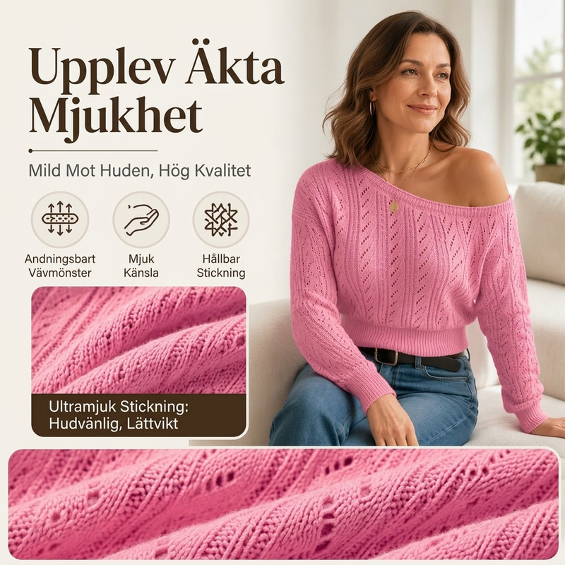 Kvinnors axelblottade korta sticktröja